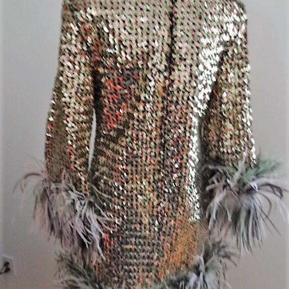1967 Designer Mr Gee Sequin Ostrich Feather Dress - Picture 4 of 8